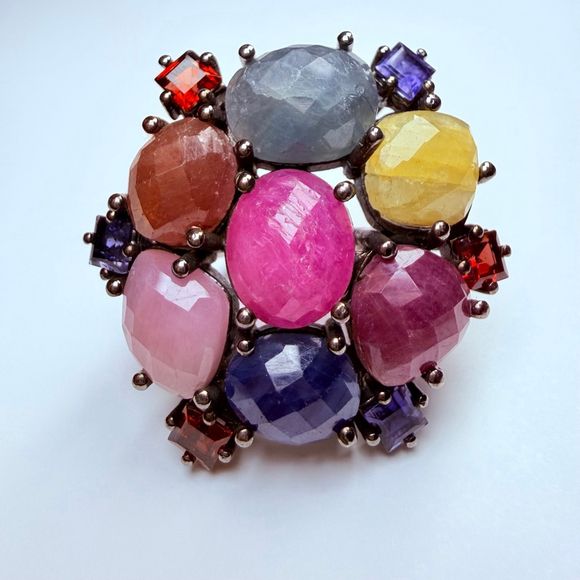 Rarities Carol Brodie Huge Multi Color SapphireConfetti Sterling Silver